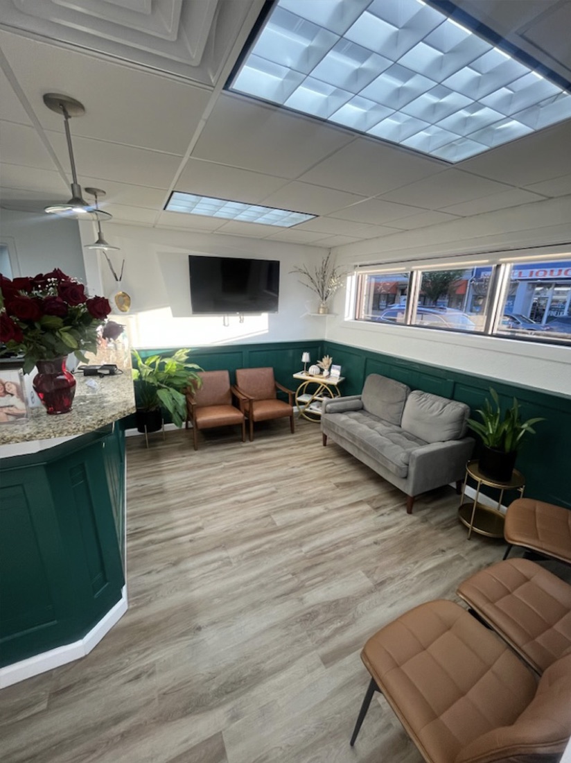 The calm, modern reception at Montclair South Dental in Montclair, NJ